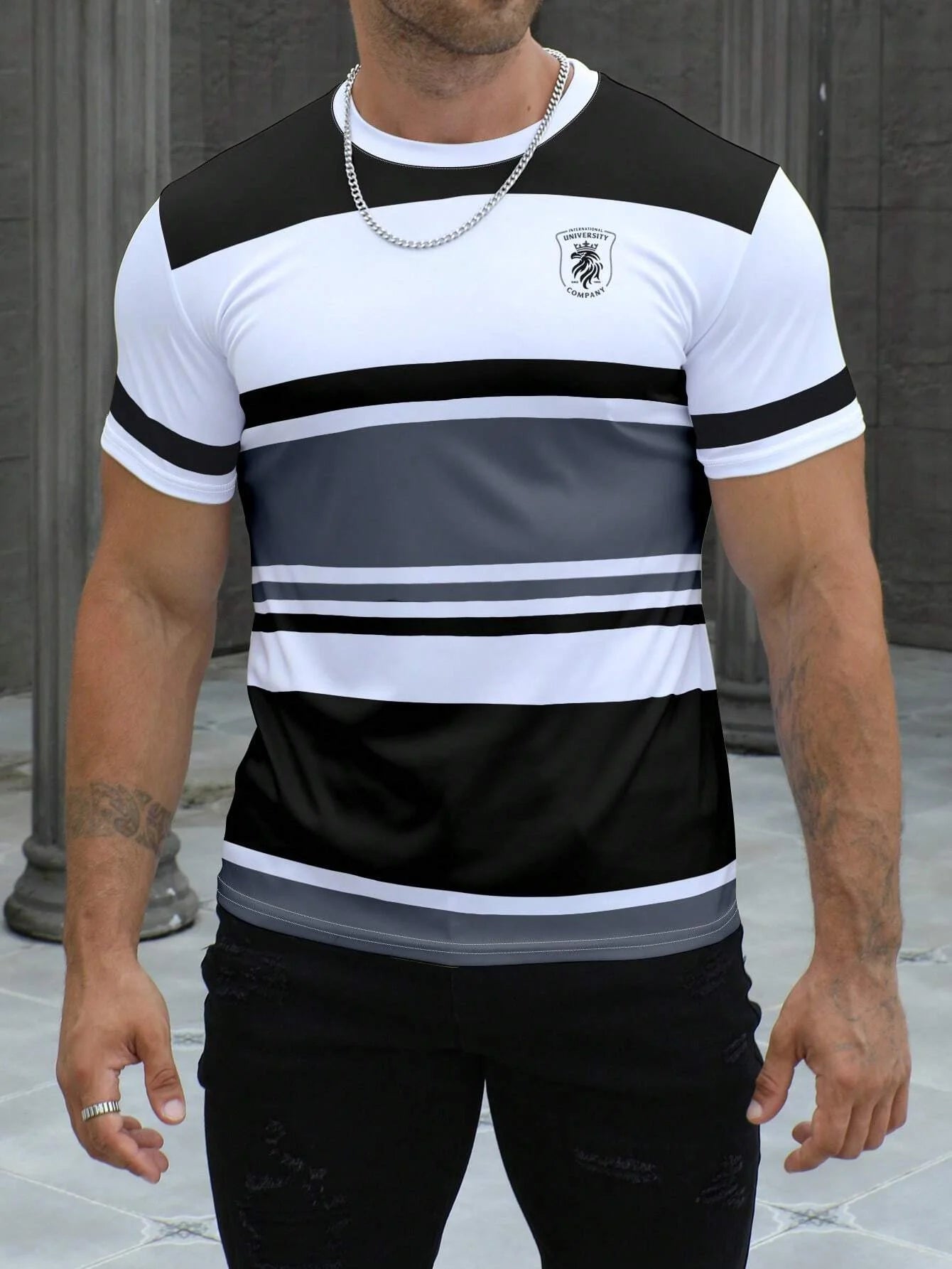 T-shirt à manches courtes rayé pour homme