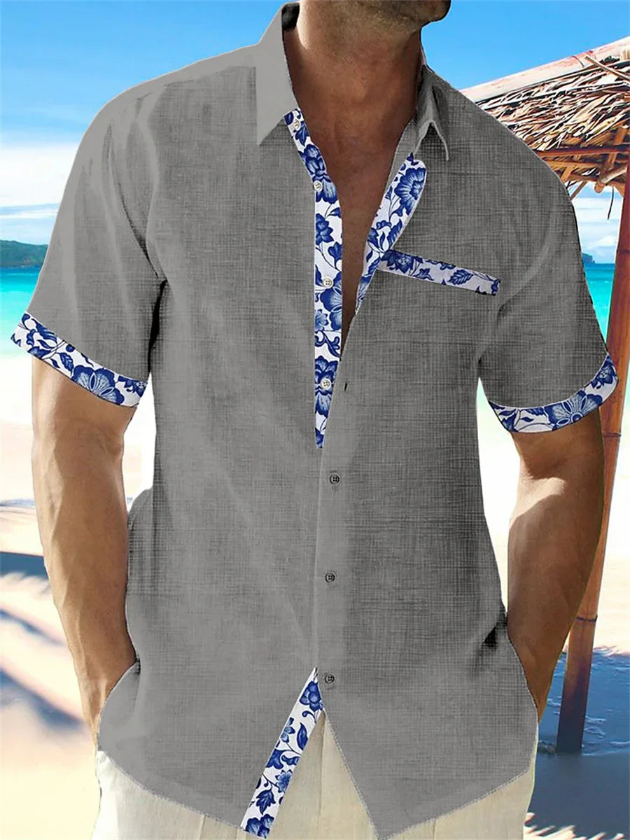 Chemise hawaïenne en lin pour hommes