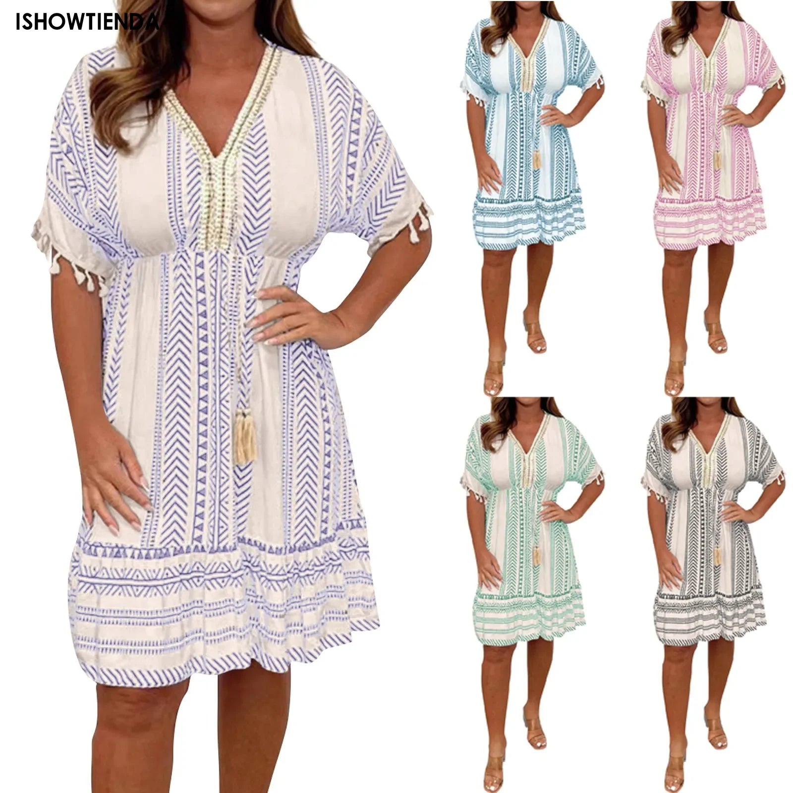 Robe grande taille pour femme col en V