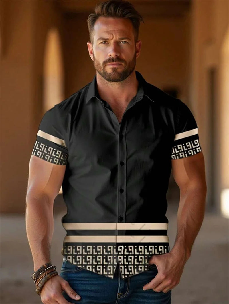 Chemise vintage à manches courtes pour homme