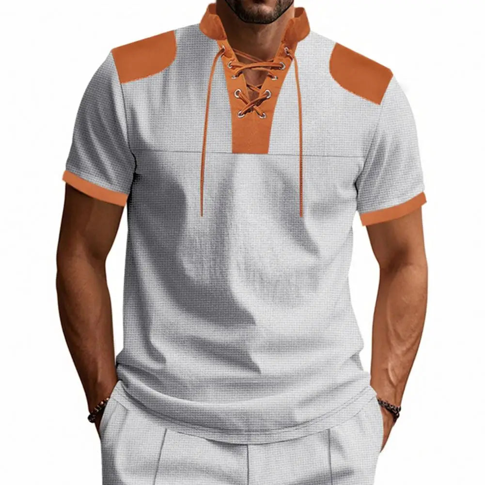 T-shirt à manches courtes et col en V pour homme