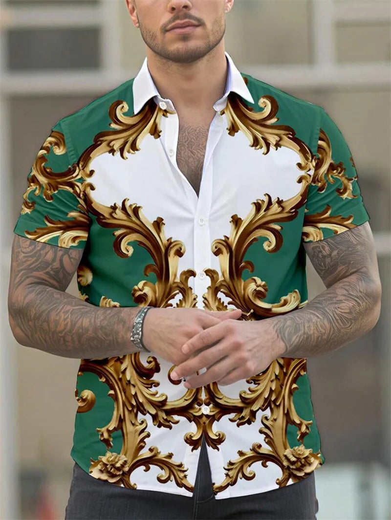 Chemise vintage à manches courtes pour homme