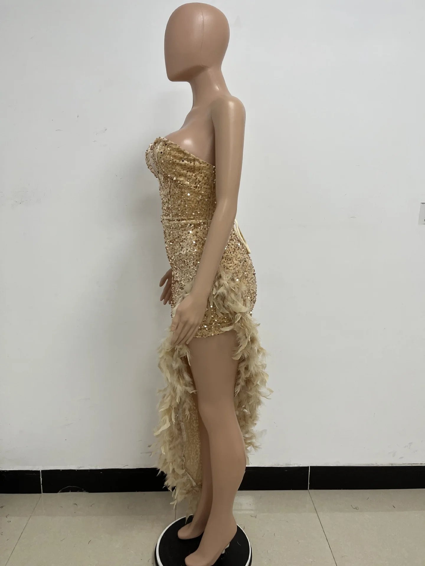 Robe longue haut de gamme, sans bretelles