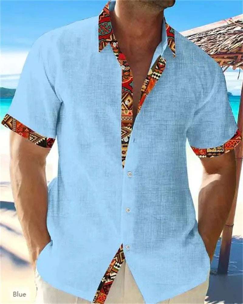 Chemise hawaïenne en lin pour hommes