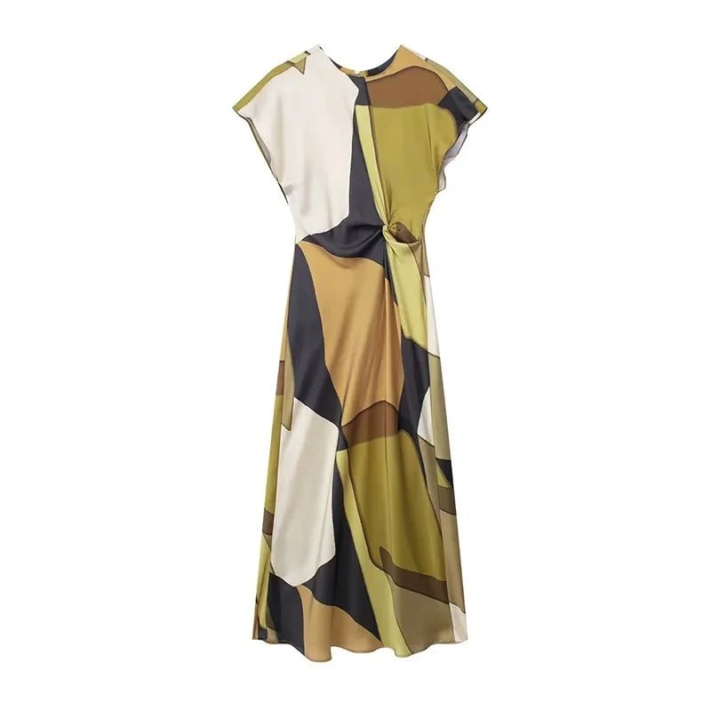 Robe longue imprimée, élégante et raffinée