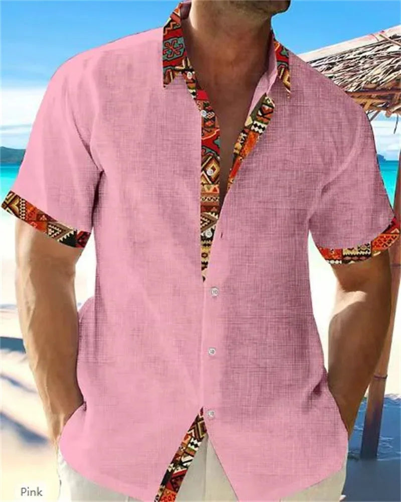 Chemise hawaïenne en lin pour hommes
