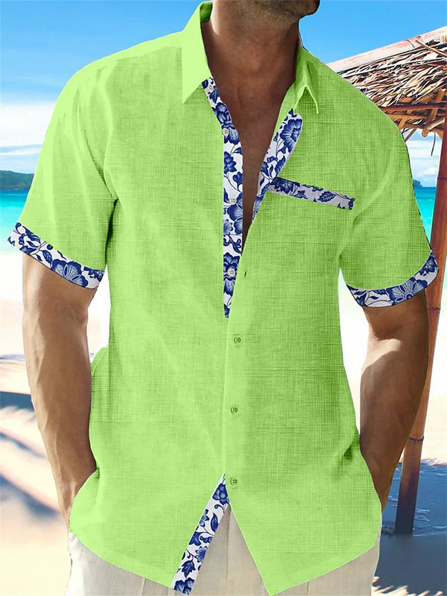 Chemise hawaïenne en lin pour hommes