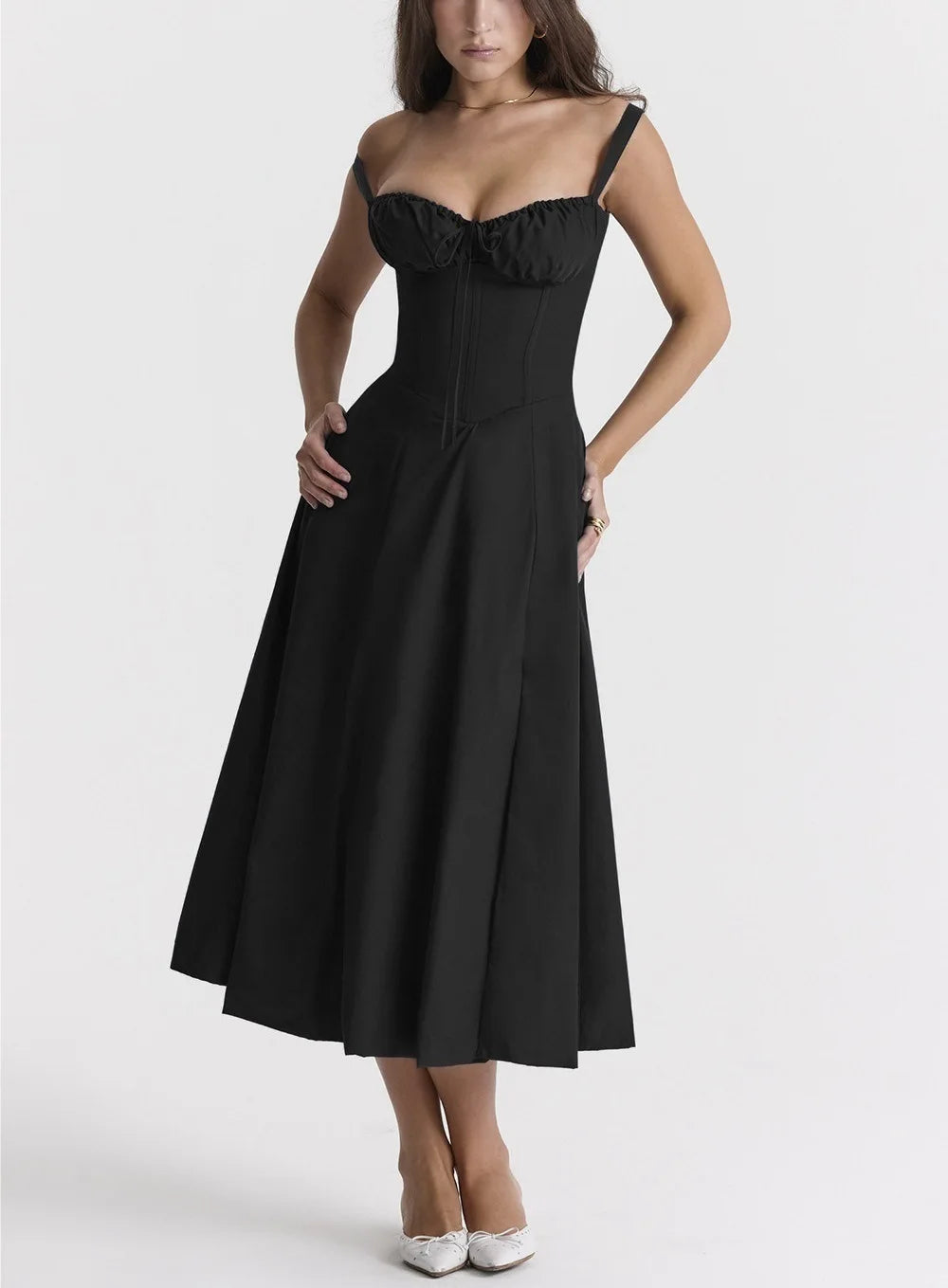Robe d'été pour femmes,  à bretelles et fente haute