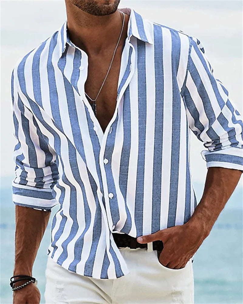 Chemise style hawaïen à manches longues pour homme