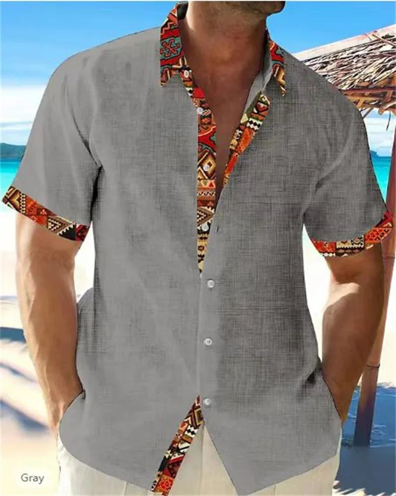 Chemise hawaïenne en lin pour hommes