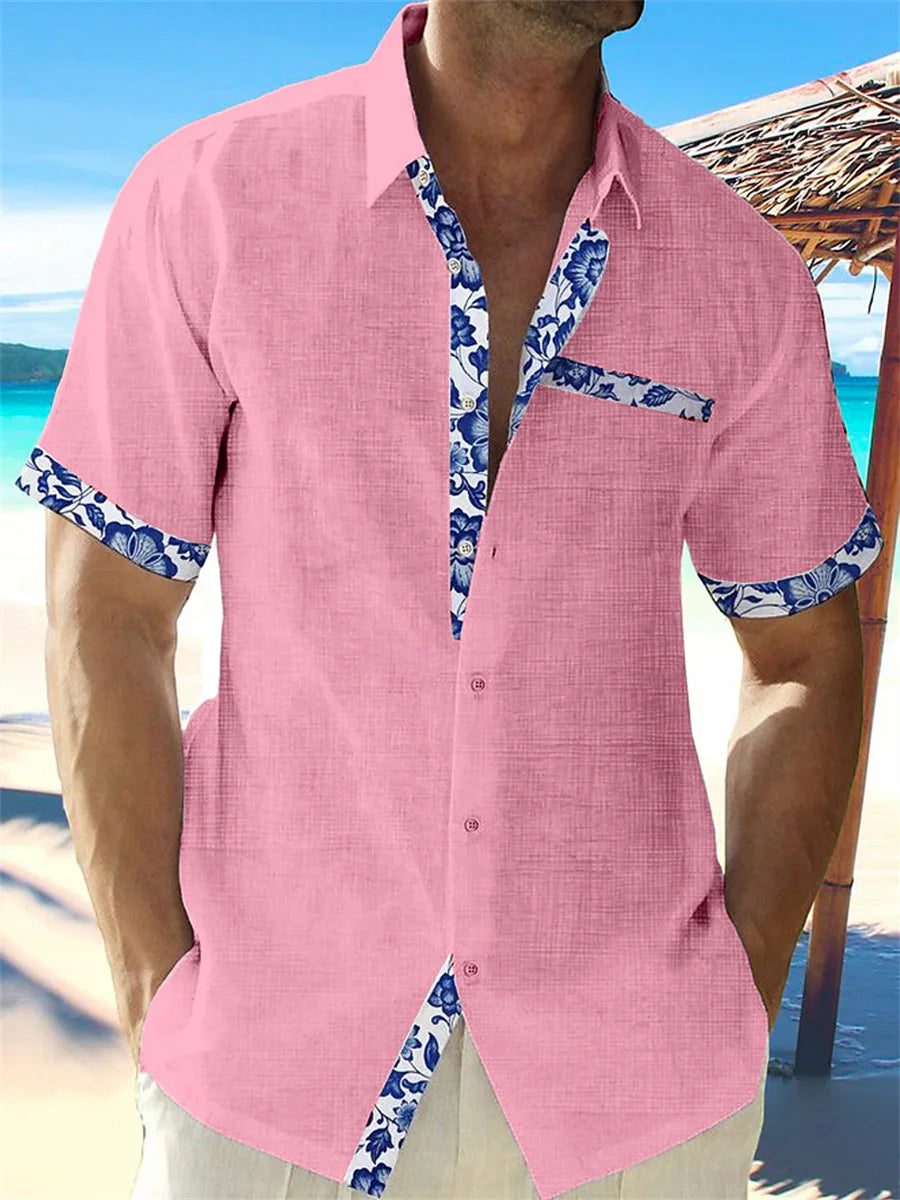 Chemise hawaïenne en lin pour hommes