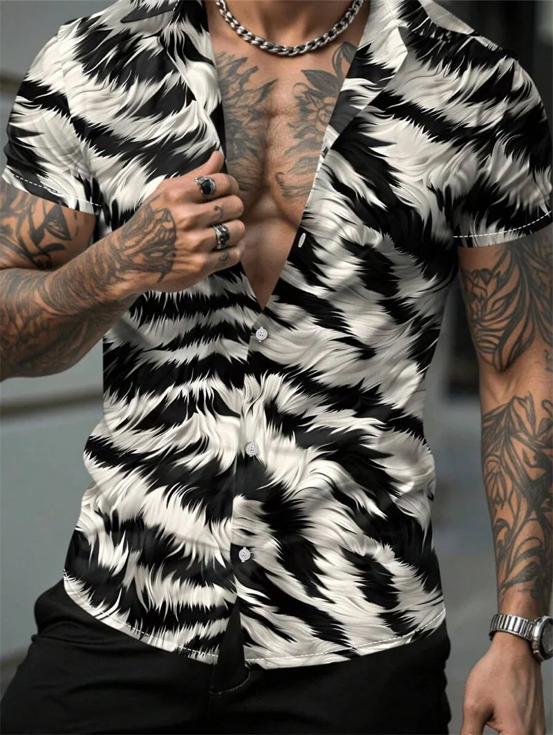 Chemise vintage à manches courtes pour homme