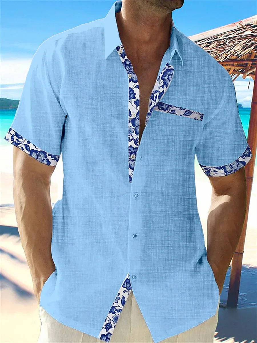 Chemise hawaïenne en lin pour hommes