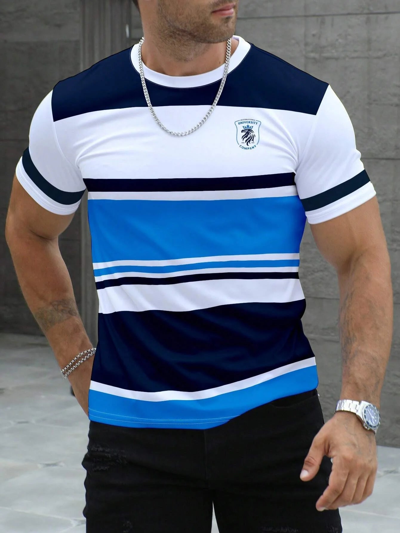 T-shirt à manches courtes rayé pour homme
