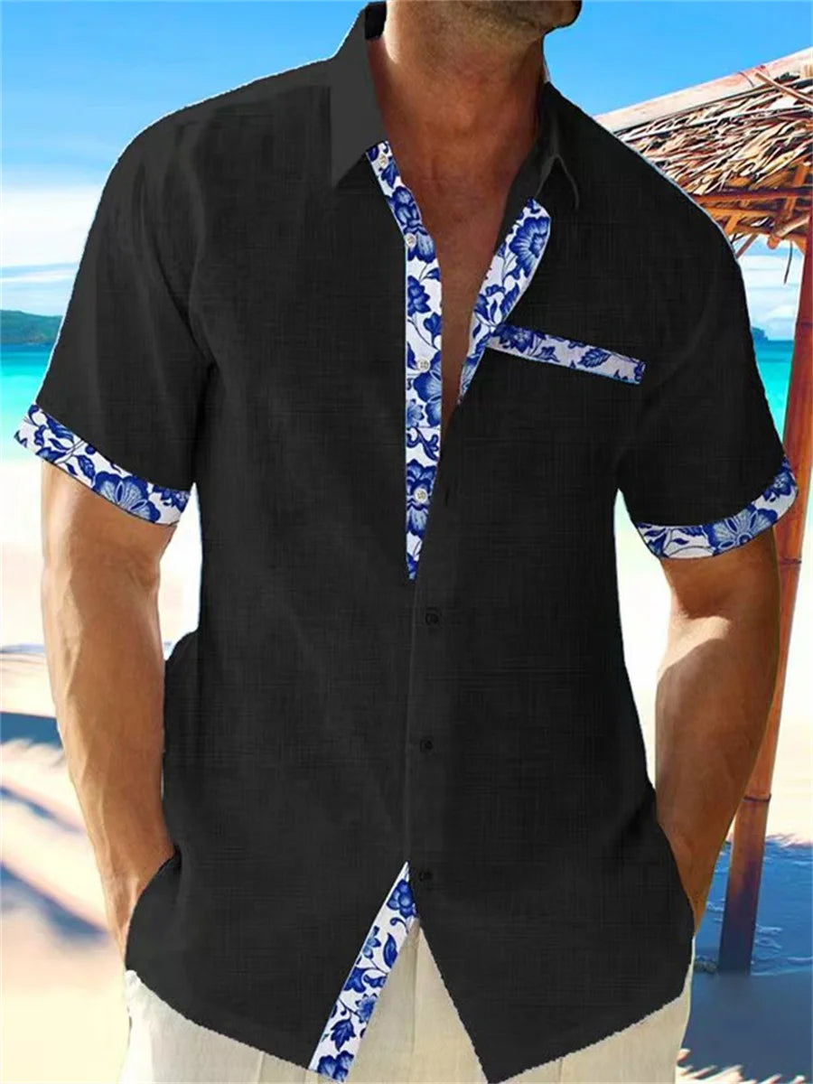 Chemise hawaïenne en lin pour hommes