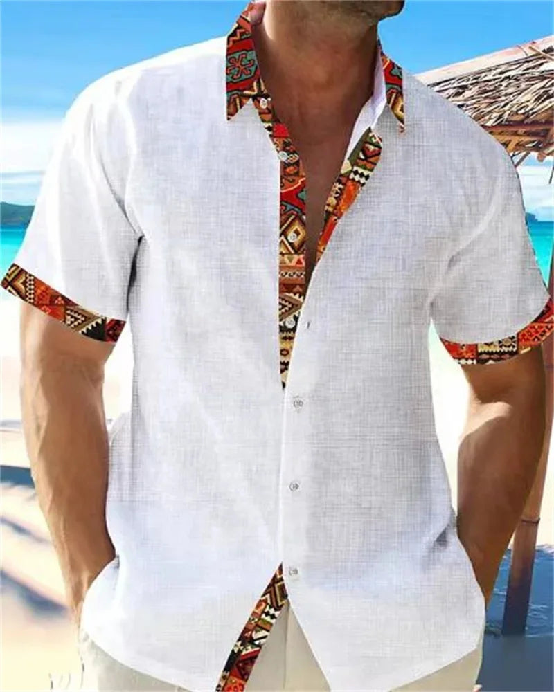 Chemise hawaïenne en lin pour hommes