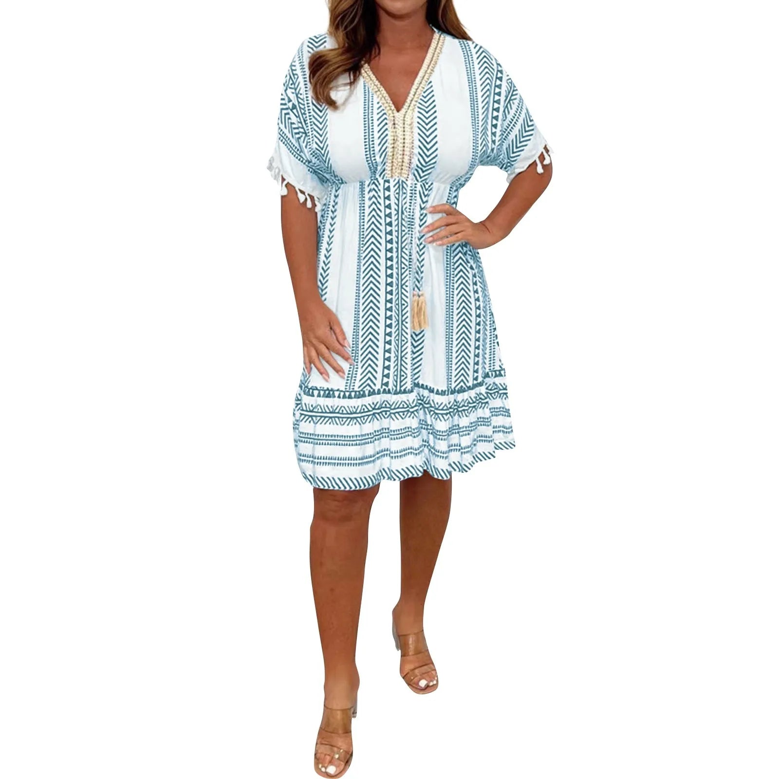 Robe grande taille pour femme col en V