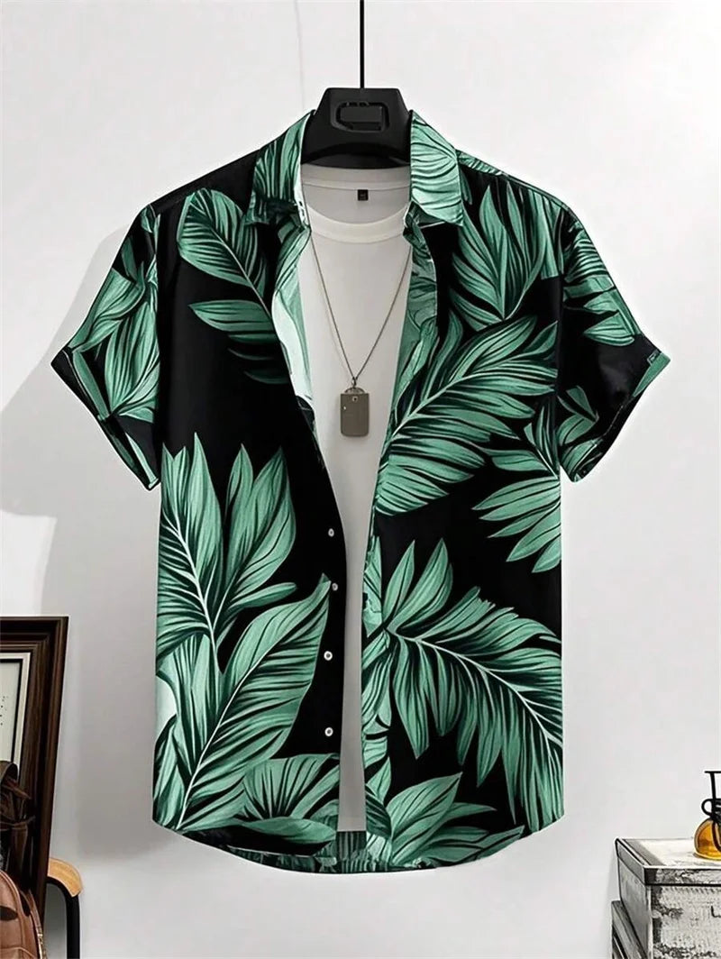 Chemise vintage à manches courtes pour homme