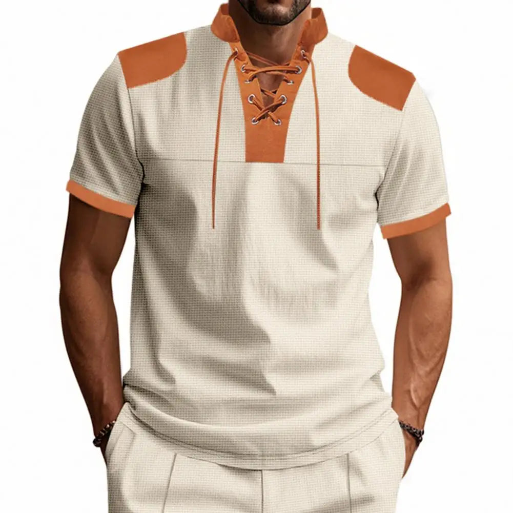 T-shirt à manches courtes et col en V pour homme