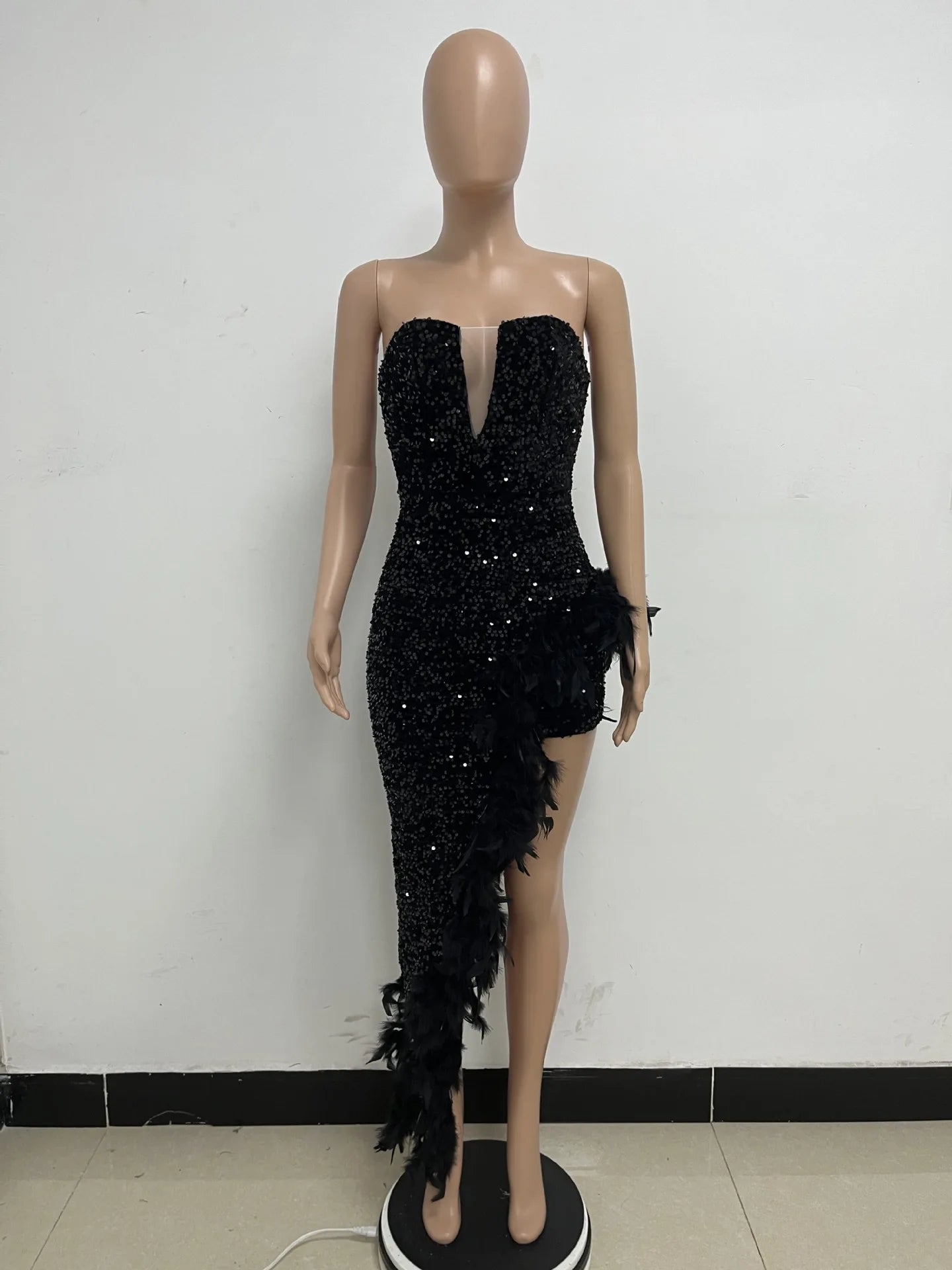 Robe longue haut de gamme, sans bretelles