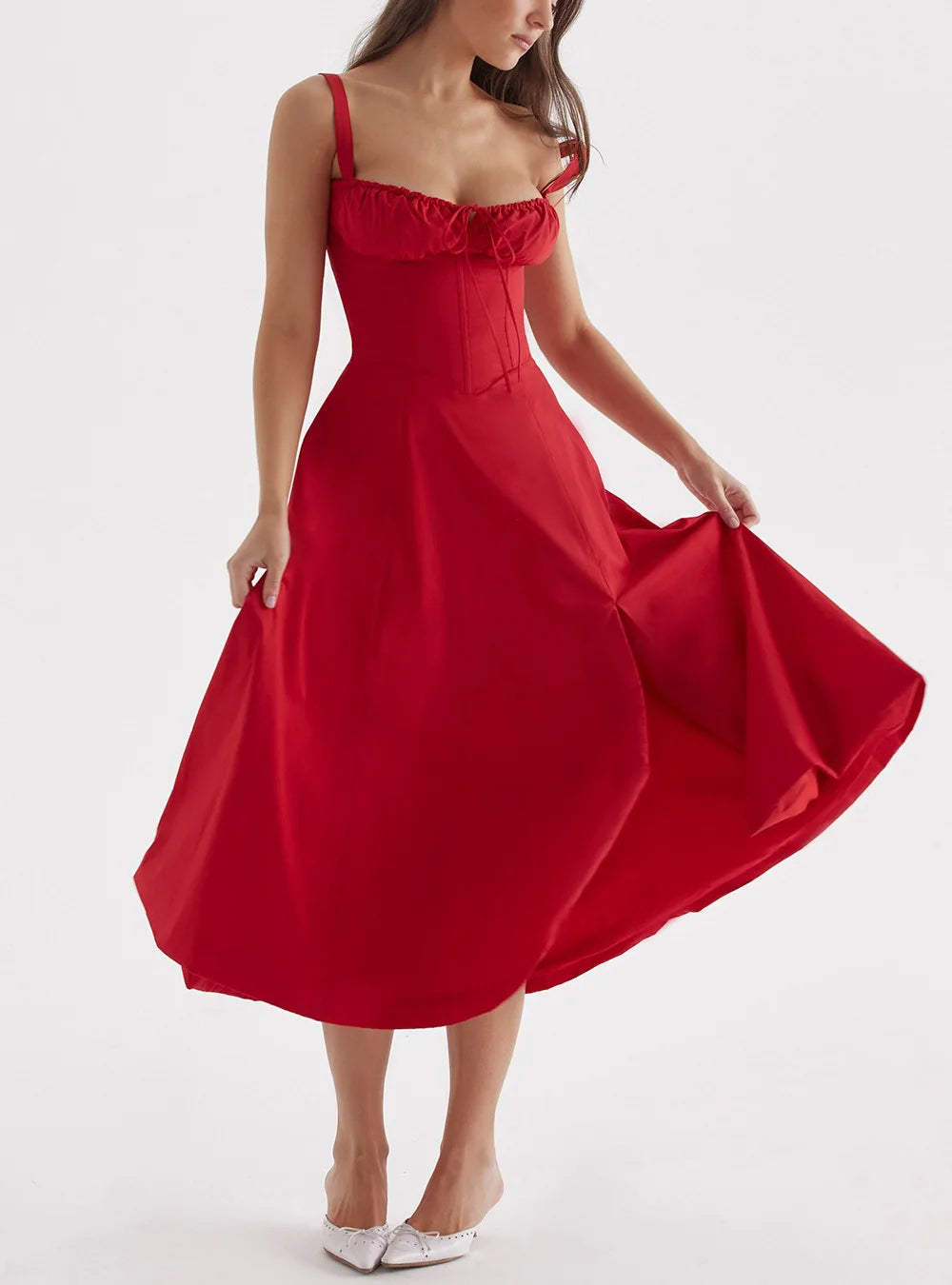 Robe d'été pour femmes,  à bretelles et fente haute