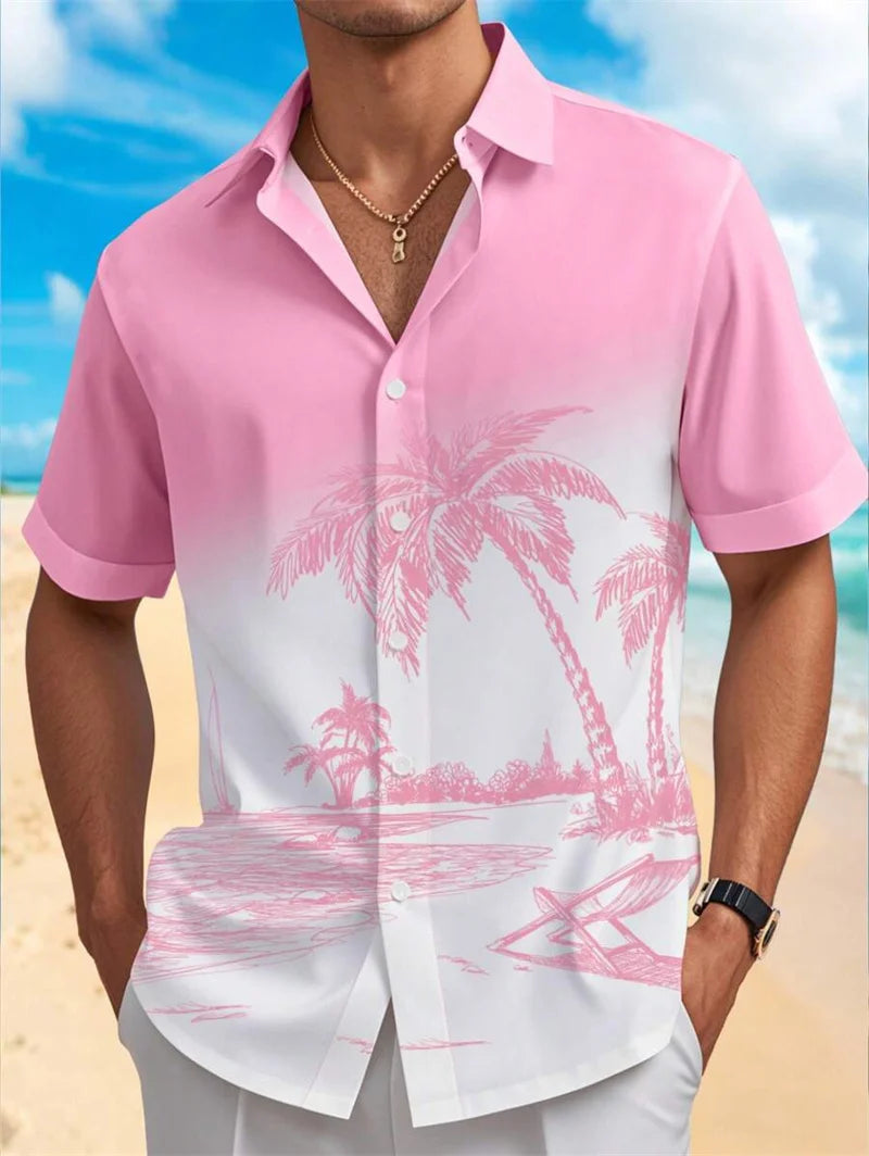 Chemise vintage à manches courtes pour homme