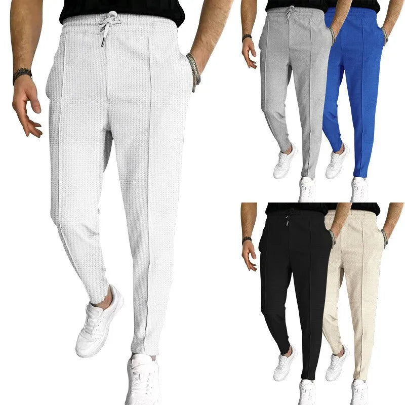 Pantalon gaufré de couleur unie pour homme