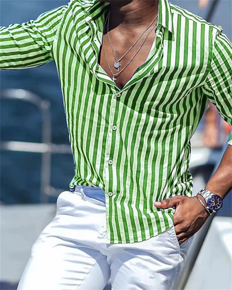Chemise style hawaïen à manches longues pour homme