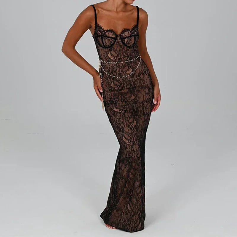 Robe longue de soirée sans manches, fluide et chic