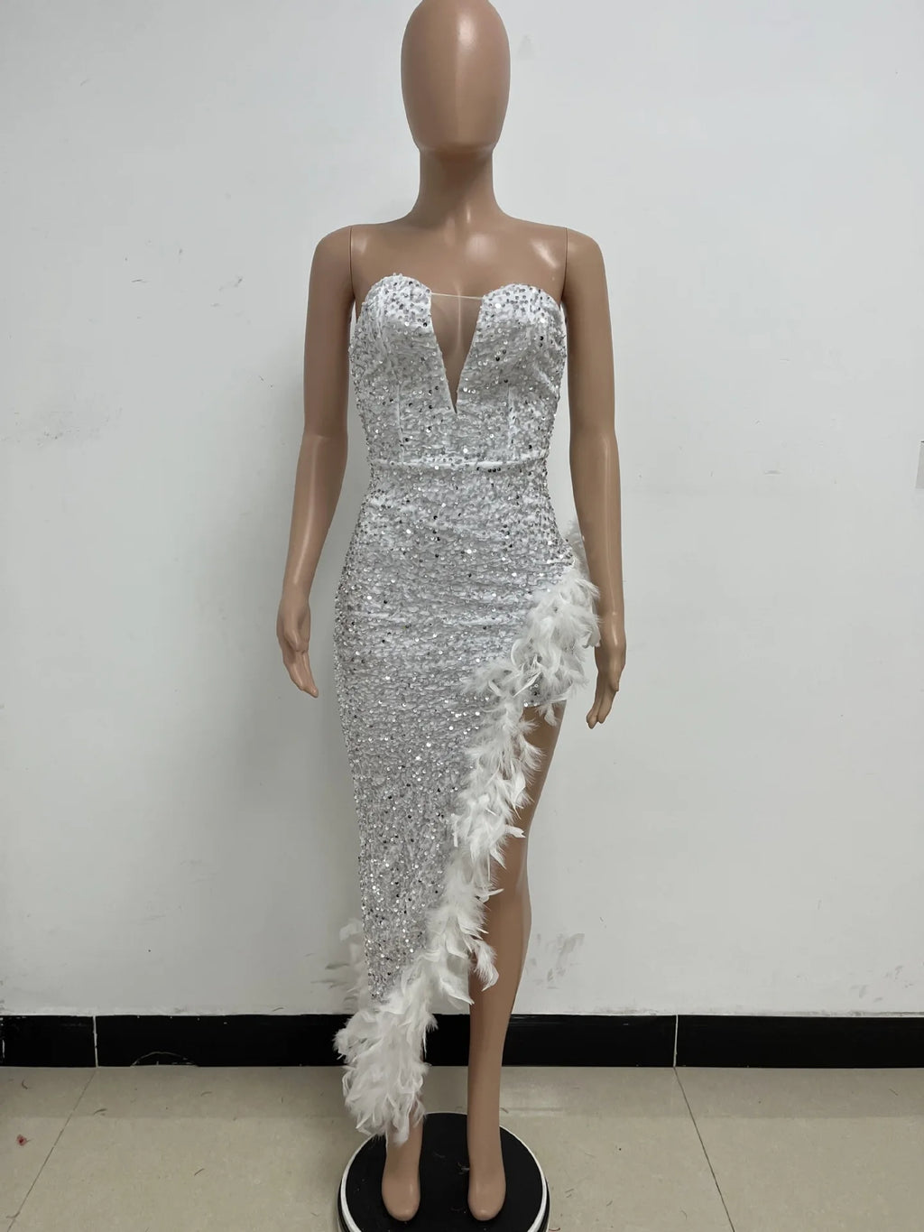 Robe longue haut de gamme, sans bretelles