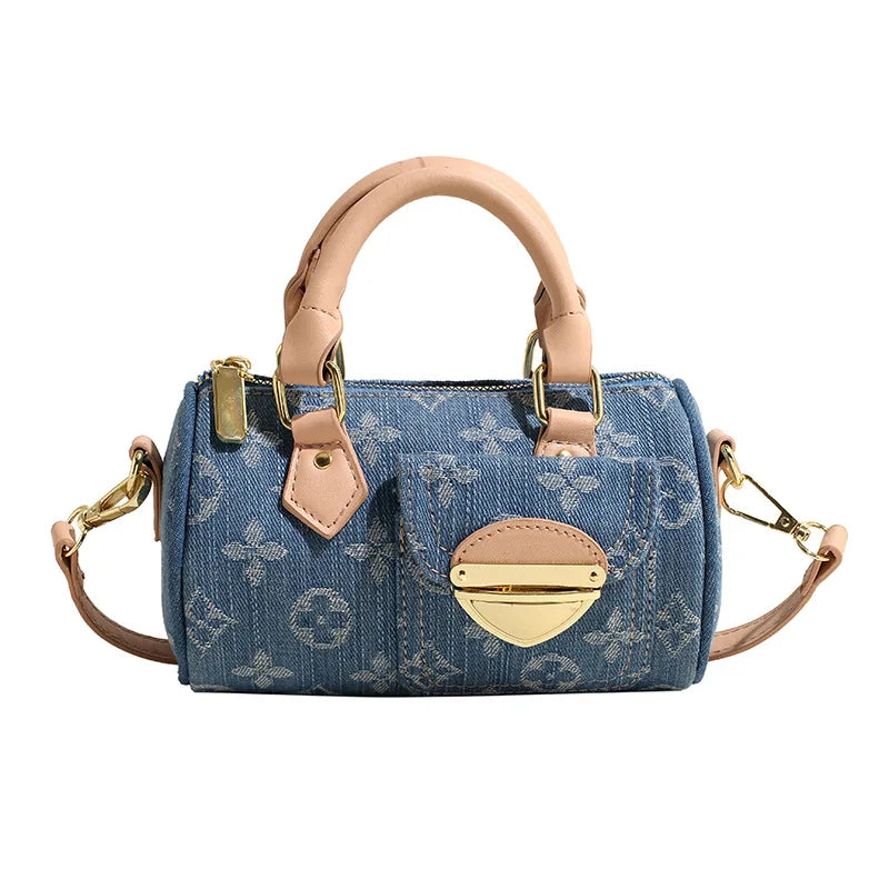 Sac à main en bandoulière brodé en denim
