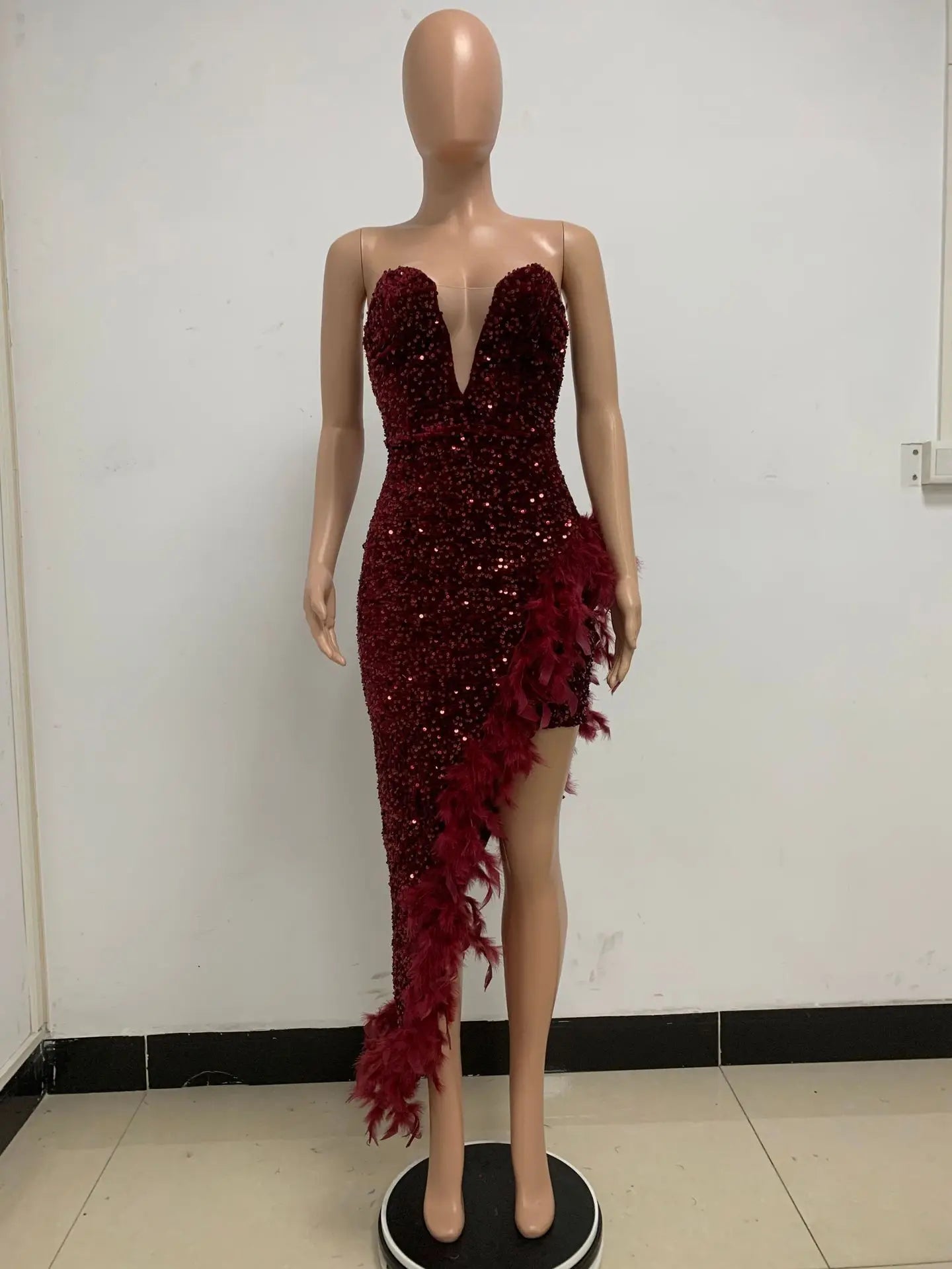 Robe longue haut de gamme, sans bretelles