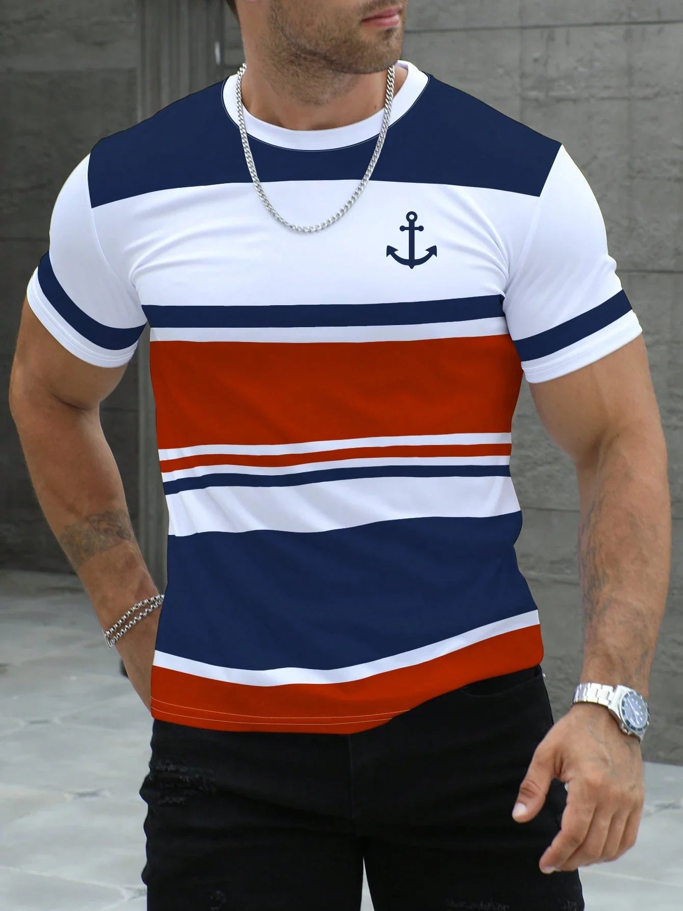 T-shirt à manches courtes rayé pour homme